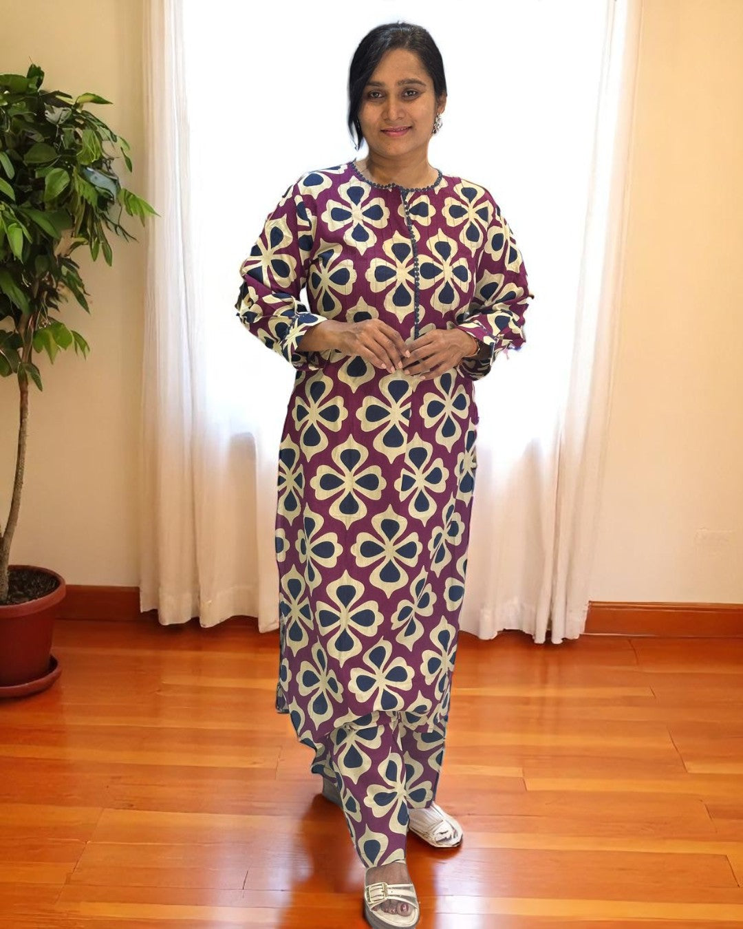 Wine Siya Cotton Kurta set