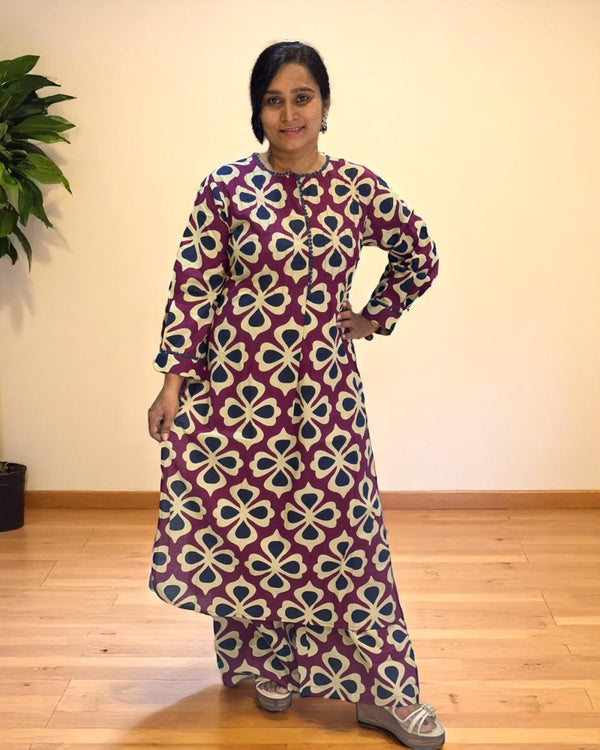 Wine Siya Cotton Kurta set