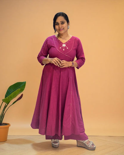 Magenta Ami Flex cotton Anarkali Kurta set