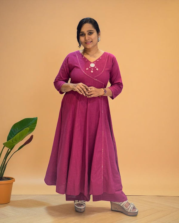 Magenta Ami Flex cotton Anarkali Kurta set