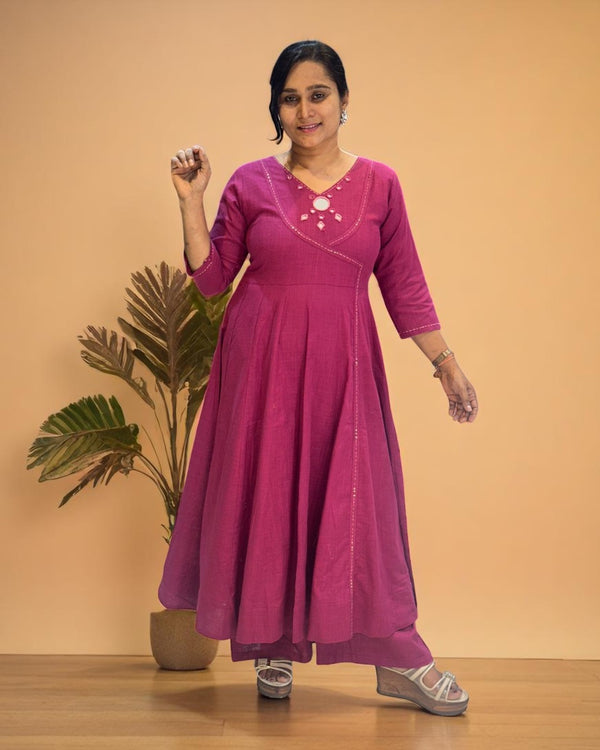 Magenta Ami Flex cotton Anarkali Kurta set