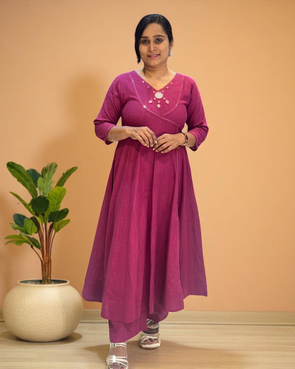 Magenta Ami Flex cotton Anarkali Kurta set
