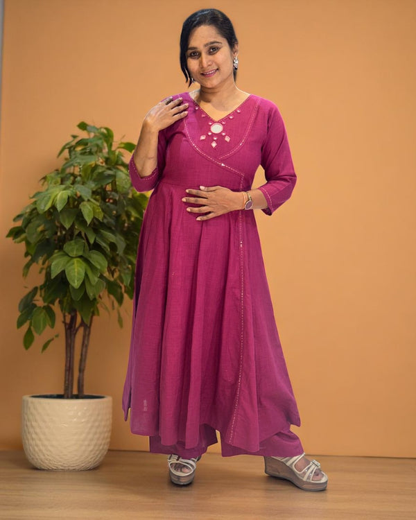 Magenta Ami Flex cotton Anarkali Kurta set