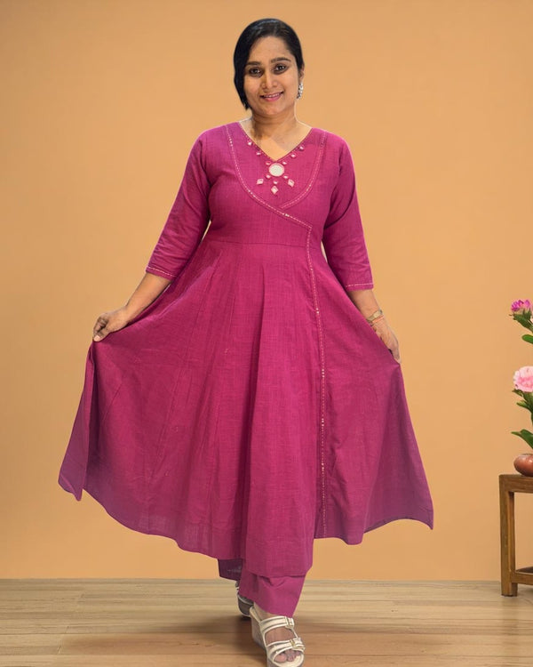 Magenta Ami Flex cotton Anarkali Kurta set