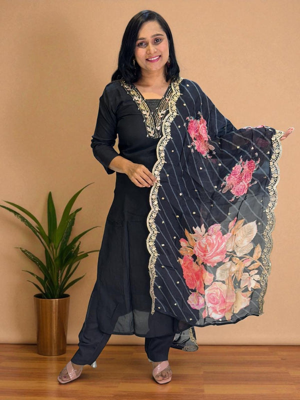 Black Silk Suit Set