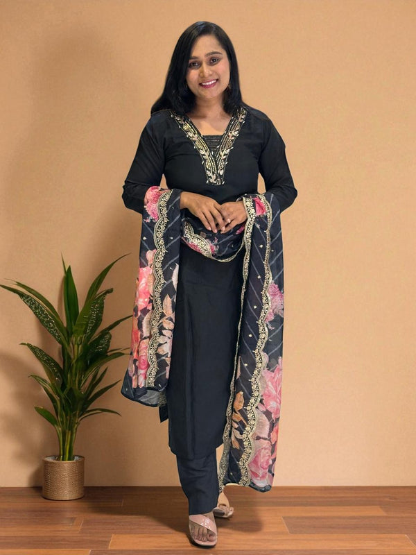 Black Silk Suit Set