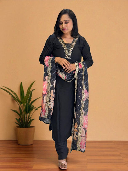 Black Silk Suit Set