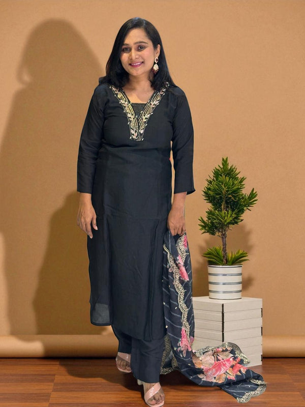 Black Silk Suit Set