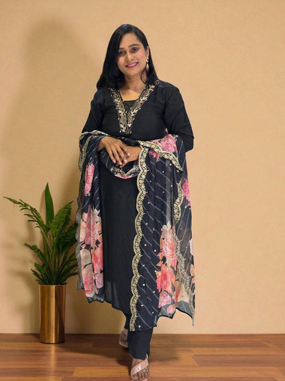 Black Silk Suit Set
