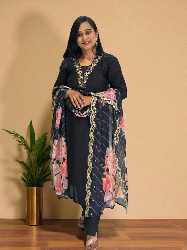 Black Silk Suit Set