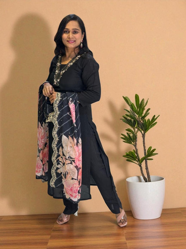 Black Silk Suit Set