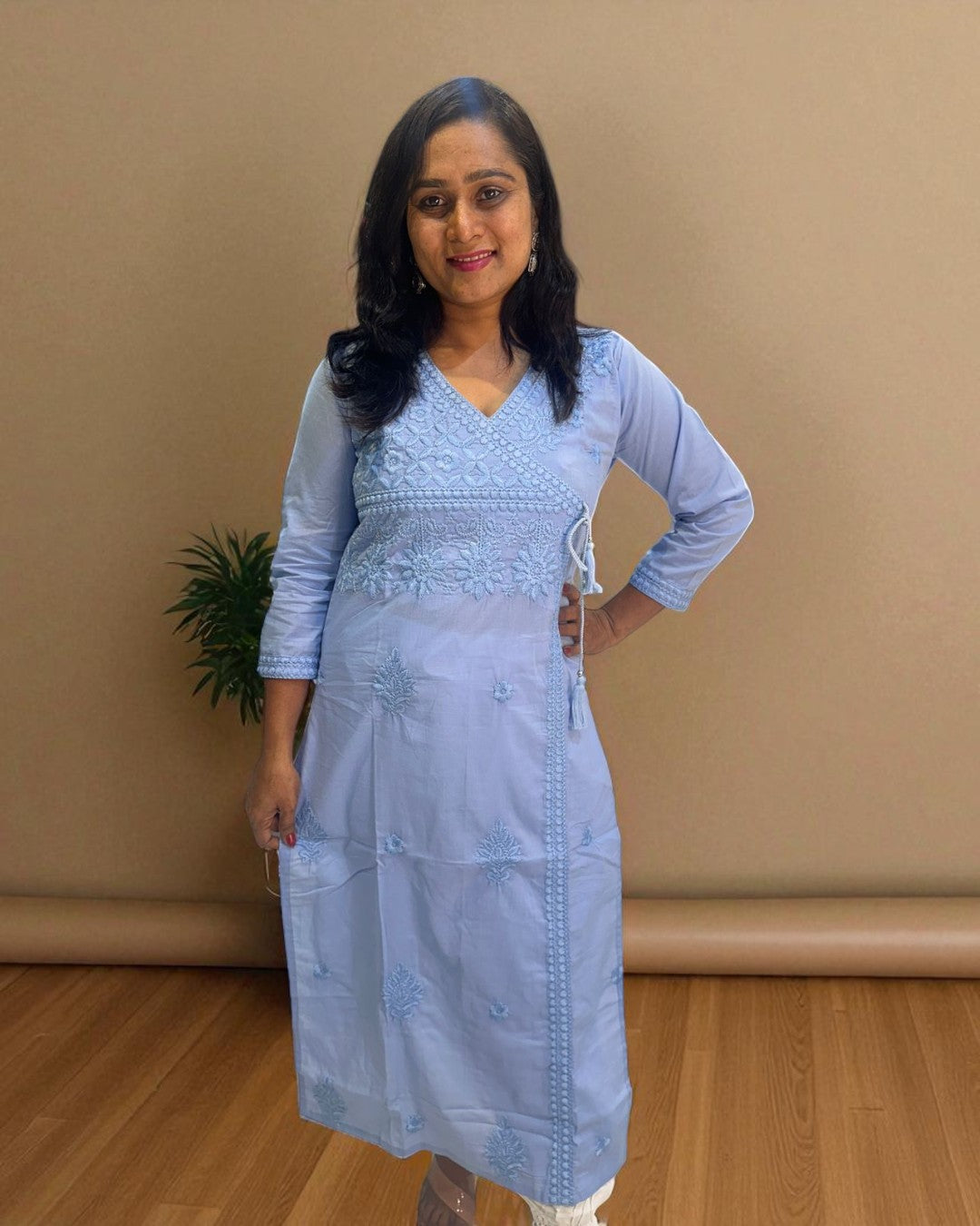 Sky Blue Chikankari Cotton Kurta