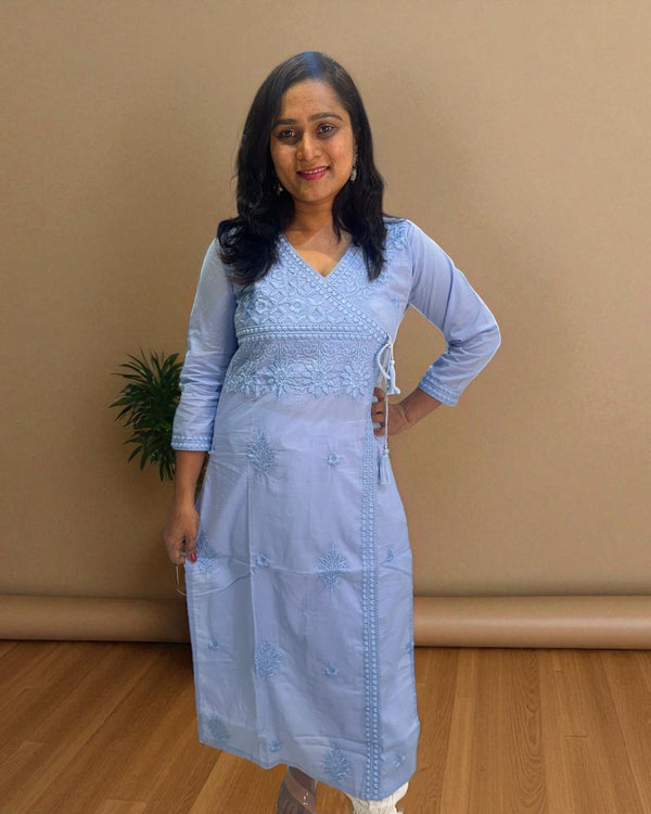 Sky Blue Chikankari Cotton Kurta