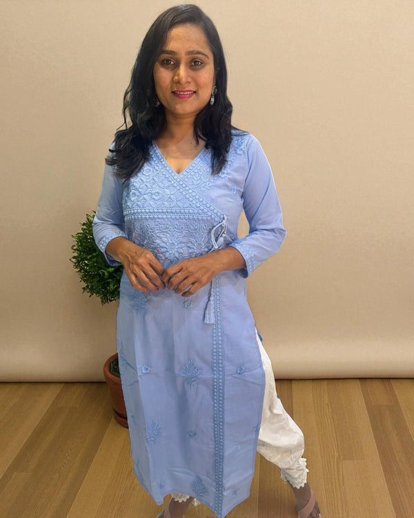 Sky Blue Chikankari Cotton Kurta
