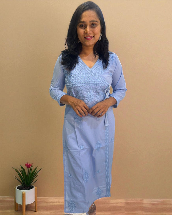 Sky Blue Chikankari Cotton Kurta