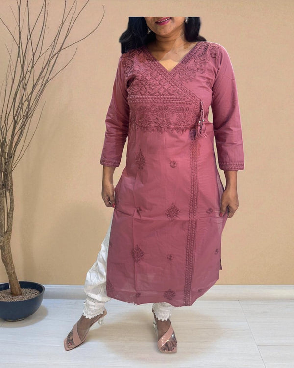 Dusty Pink Chikankari Cotton Kurta