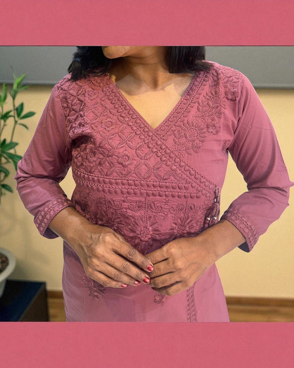 Dusty Pink Chikankari Cotton Kurta