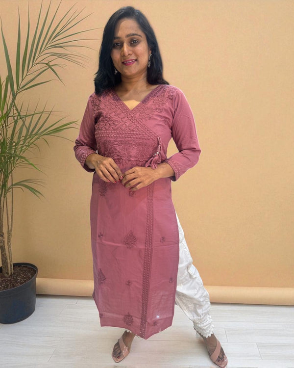 Dusty Pink Chikankari Cotton Kurta