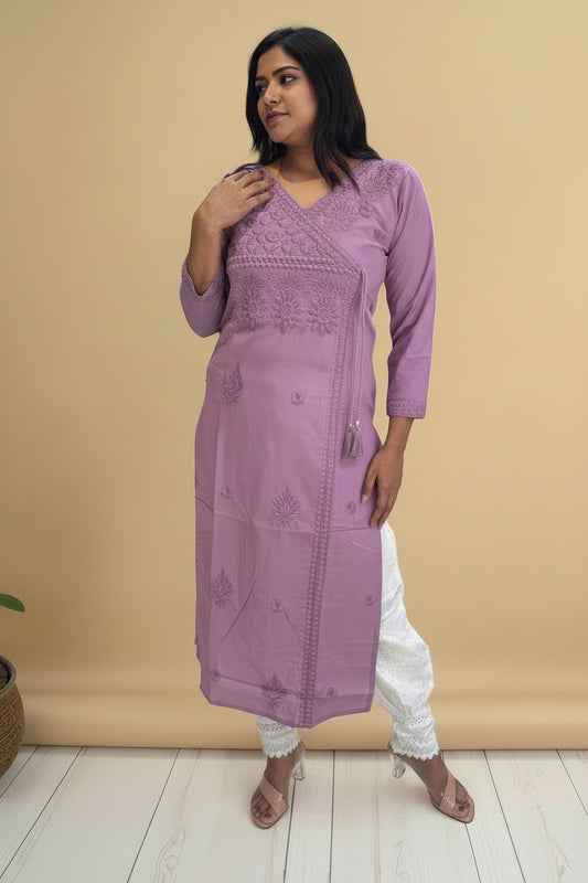 Lilac Chikankari Cotton Kurta