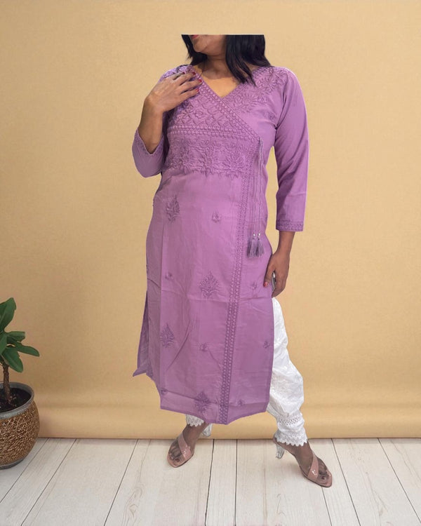 Lilac Chikankari Cotton Kurta