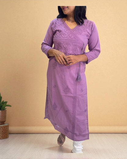 Lilac Chikankari Cotton Kurta