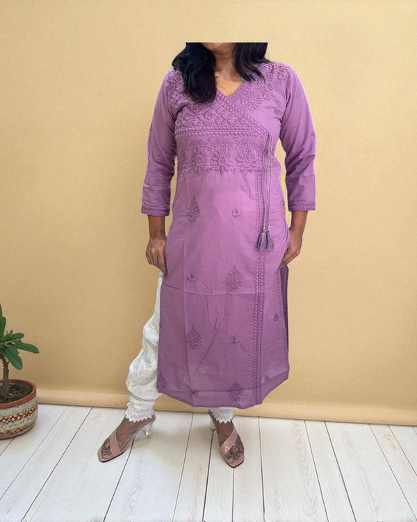 Lilac Chikankari Cotton Kurta