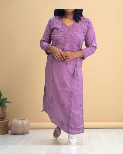 Lilac Chikankari Cotton Kurta