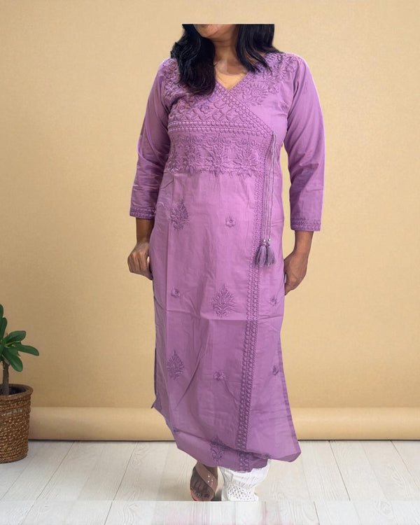 Lilac Chikankari Cotton Kurta