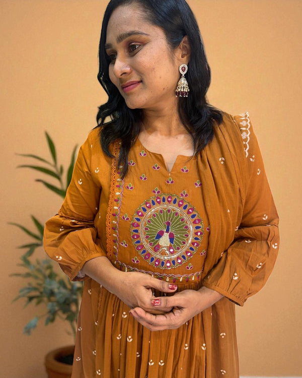 Metallic Gold Ziba A Line Cotton Suit set