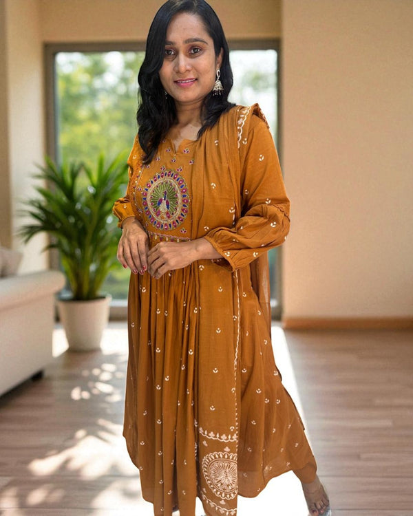 Metallic Gold Ziba A Line Cotton Suit set