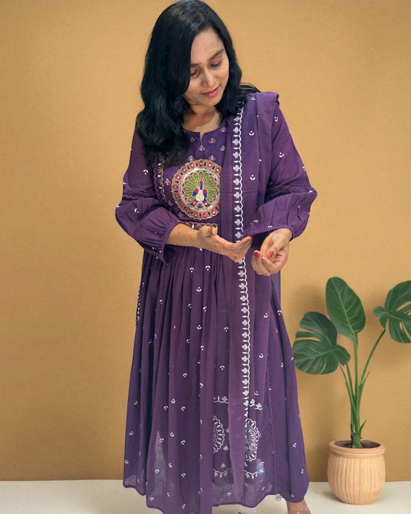Purple Ziba A Line Cotton Suit set