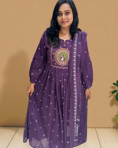 Purple Ziba A Line Cotton Suit set