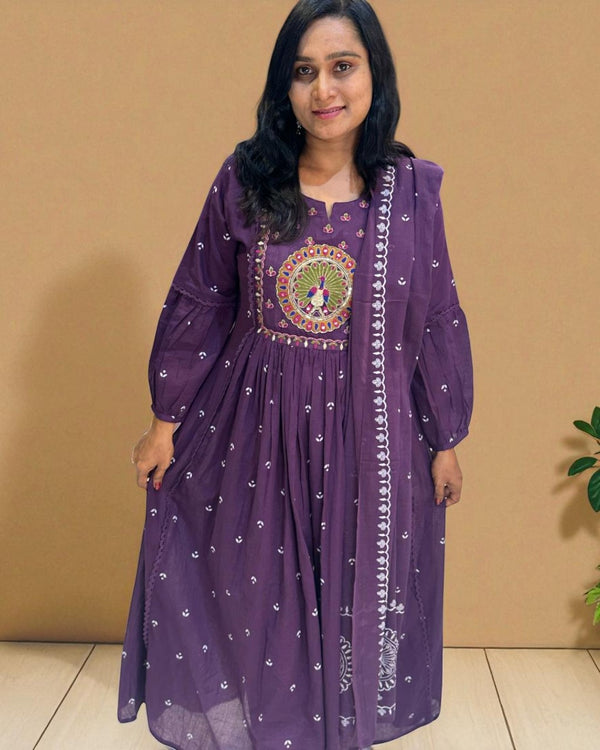 Purple Ziba A Line Cotton Suit set