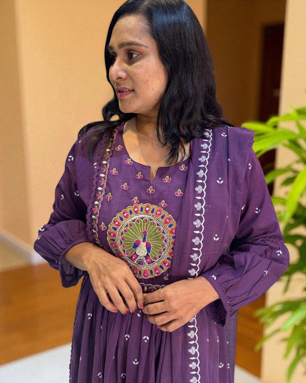 Purple Ziba A Line Cotton Suit set