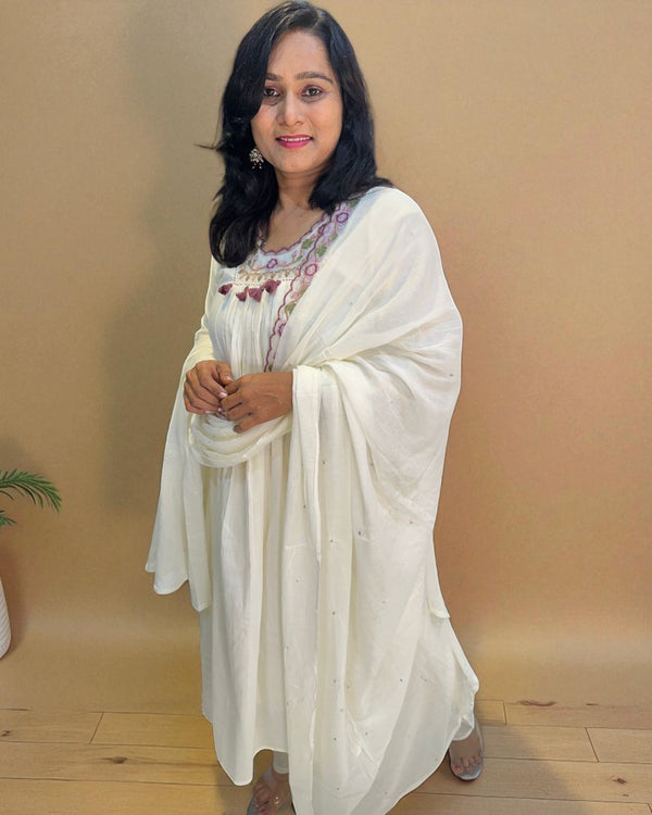Ivory Suneri A Line Cotton suit set