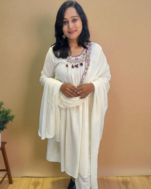 Ivory Suneri A Line Cotton suit set