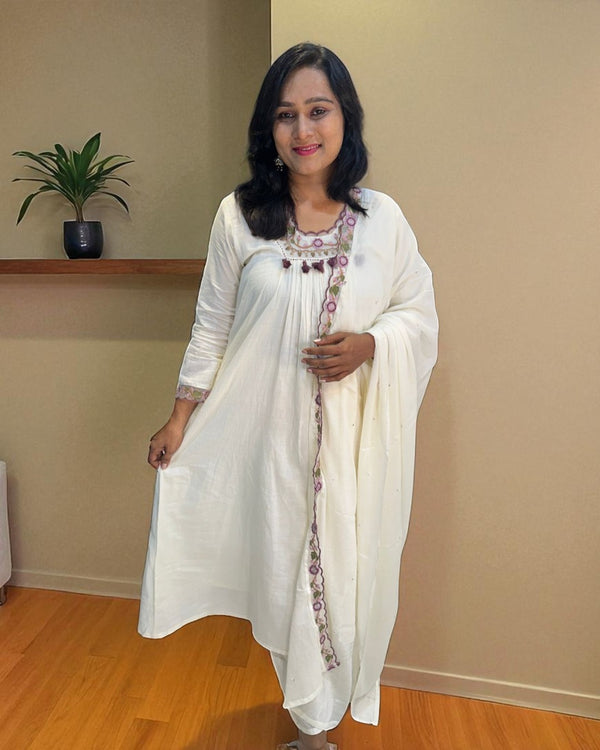 Ivory Suneri A Line Cotton suit set