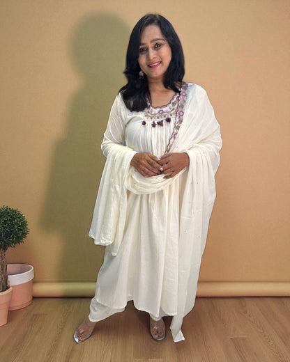 Ivory Suneri A Line Cotton suit set