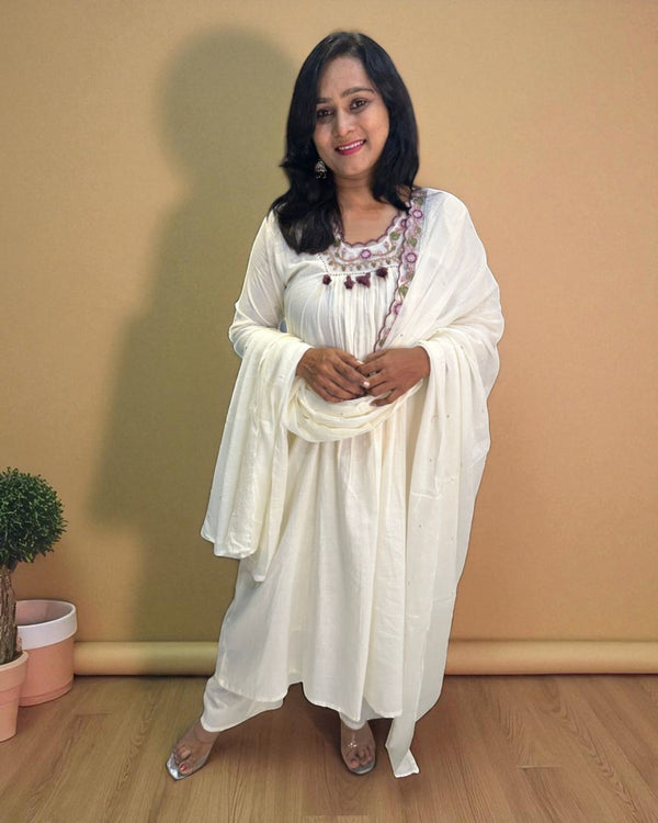 Ivory Suneri A Line Cotton suit set
