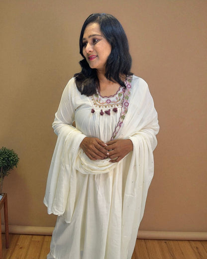 Ivory Suneri A Line Cotton suit set