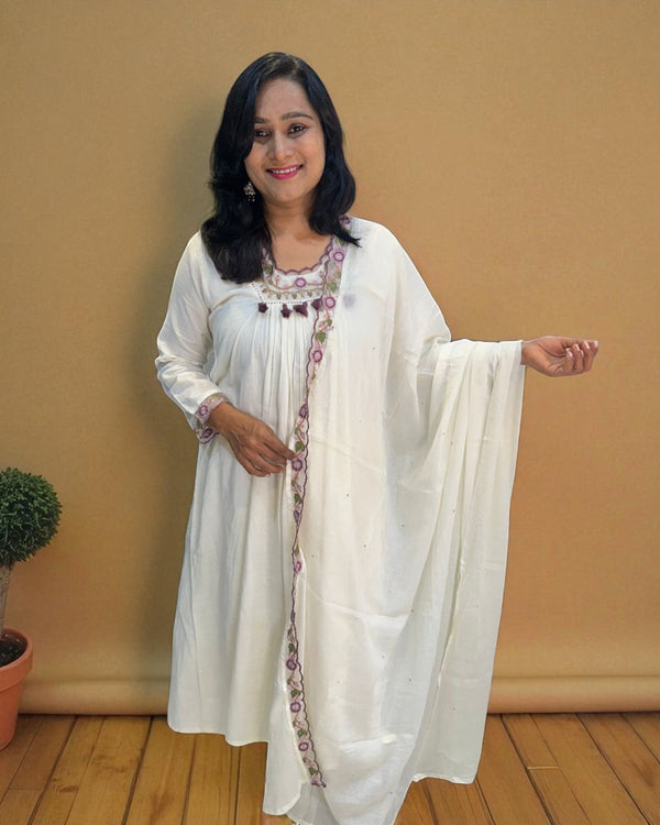 Ivory Suneri A Line Cotton suit set
