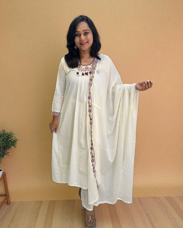 Ivory Suneri A Line Cotton suit set