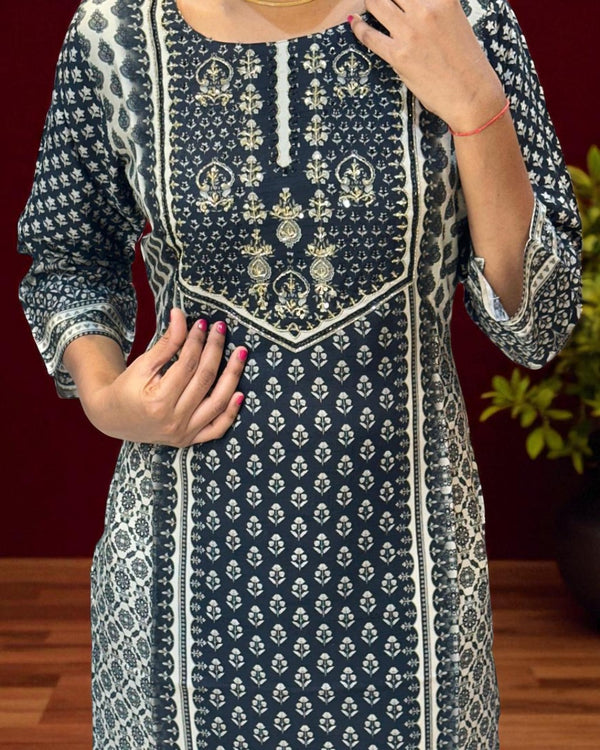 Black Anula Tussar Handcrafted Kurta