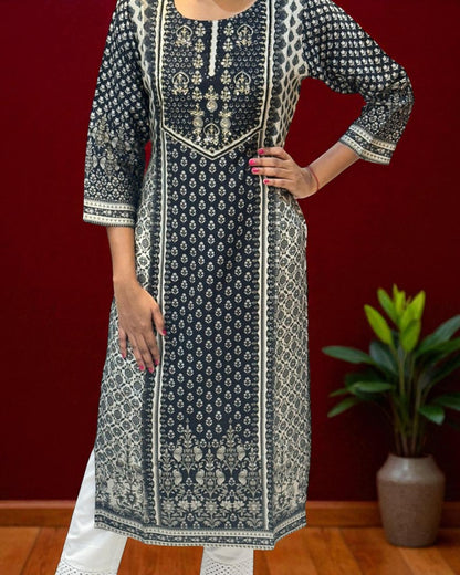 Black Anula Tussar Handcrafted Kurta