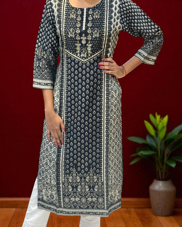 Black Anula Tussar Handcrafted Kurta
