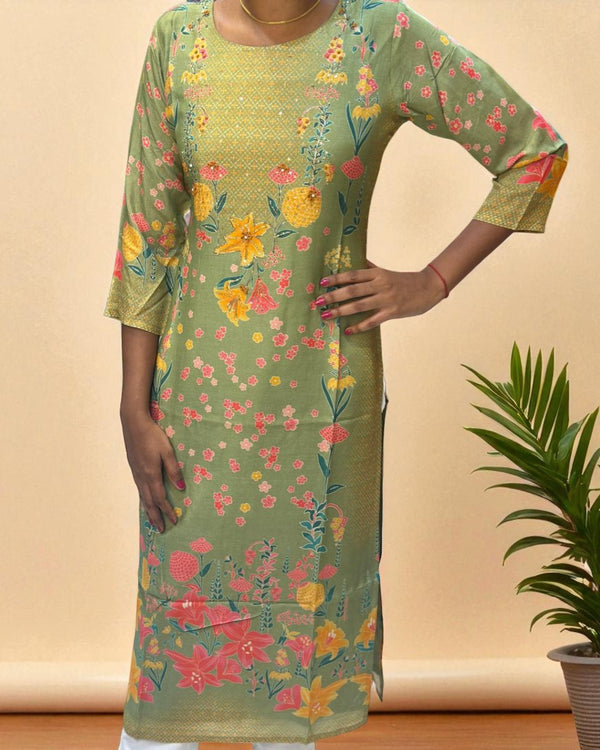 Yellowish Green Mrunal muslin Kurta -New Arrival