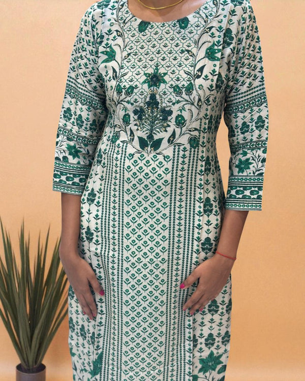 Green Anula Tussar Handcrafted Kurta