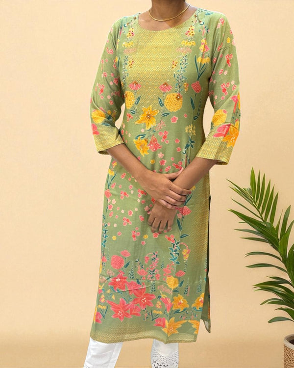 Yellowish Green Mrunal muslin Kurta -New Arrival