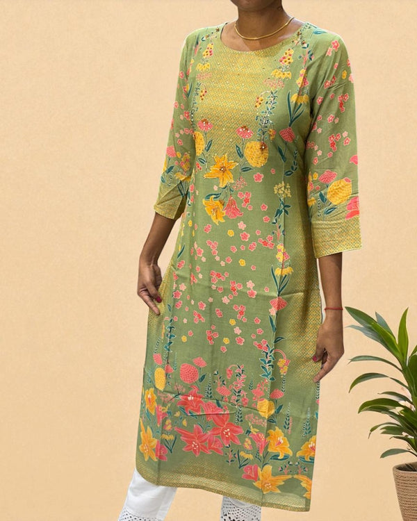 Yellowish Green Mrunal muslin Kurta -New Arrival