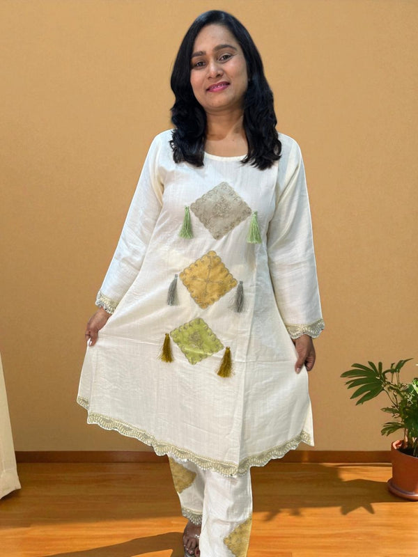 Ivory Noor patch work Co-ord set